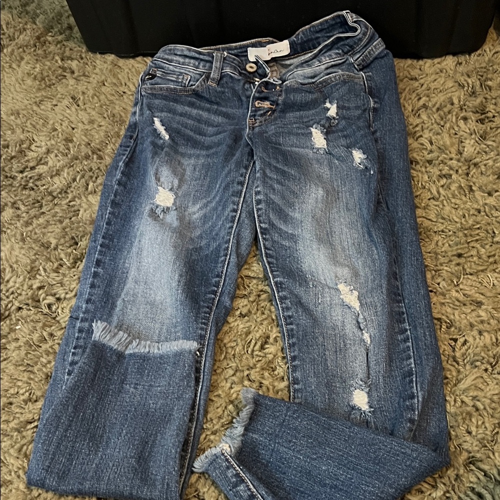 Kan can Women's Distressed Jeans - Blue